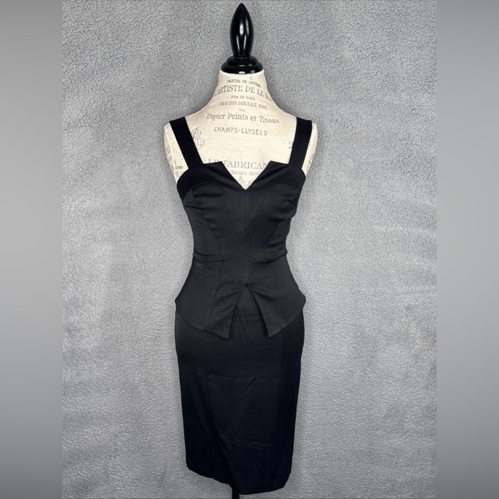 White House Black Classic Market Black Peplum Dress Sz 00 Party Cocktail